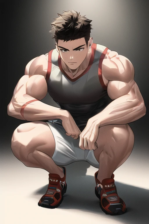 [NovelAI] crouch short hair muscular Masterpiece man [Illustration]